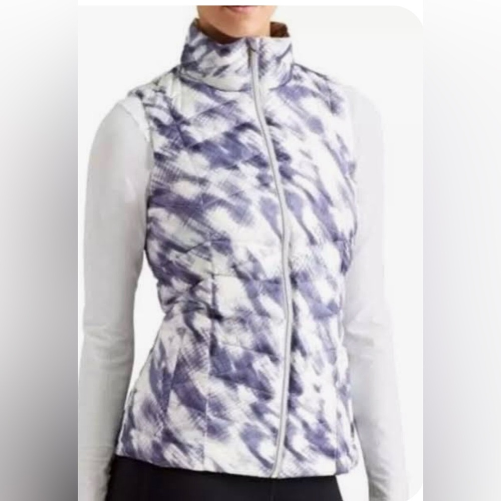 Athleta Altitude Quilted Down Puffer Vest Gray and White Size Medium